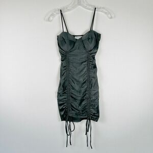 Studio‎ 1011 Black Bodycon Dress Small Ruched Spaghetti Strap Clubwear Party
